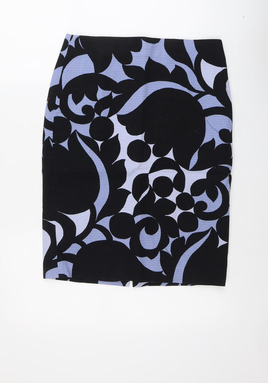 Ann Taylor Womens Black Geometric Cotton Straight & Pencil Skirt Size 6 Zip