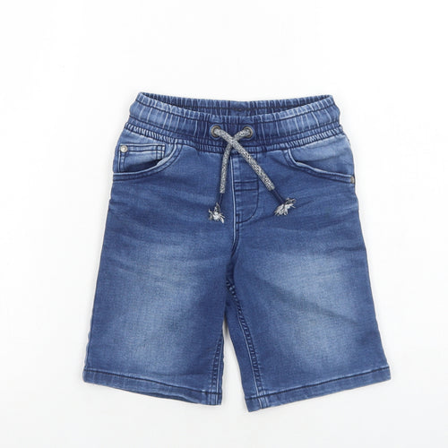 George Boys Blue Cotton Bermuda Shorts Size 5-6 Years Regular Drawstring