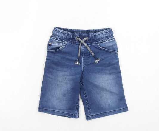 George Boys Blue Cotton Bermuda Shorts Size 5-6 Years Regular Drawstring