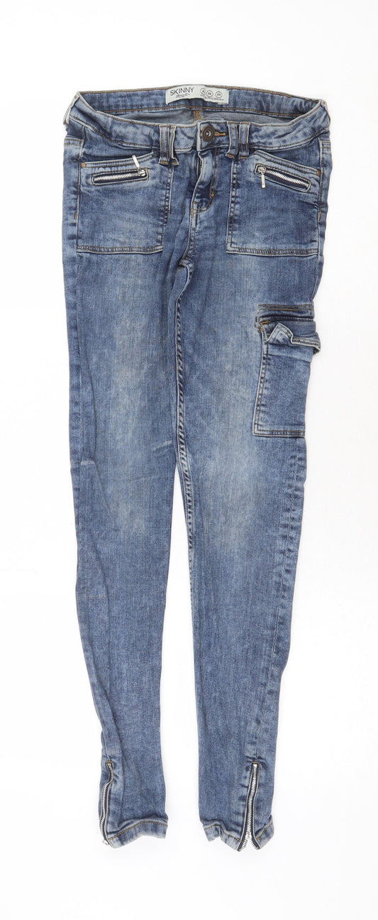 Denim & Co. Womens Blue Cotton Skinny Jeans Size 8 Regular Zip - Ankle Zip