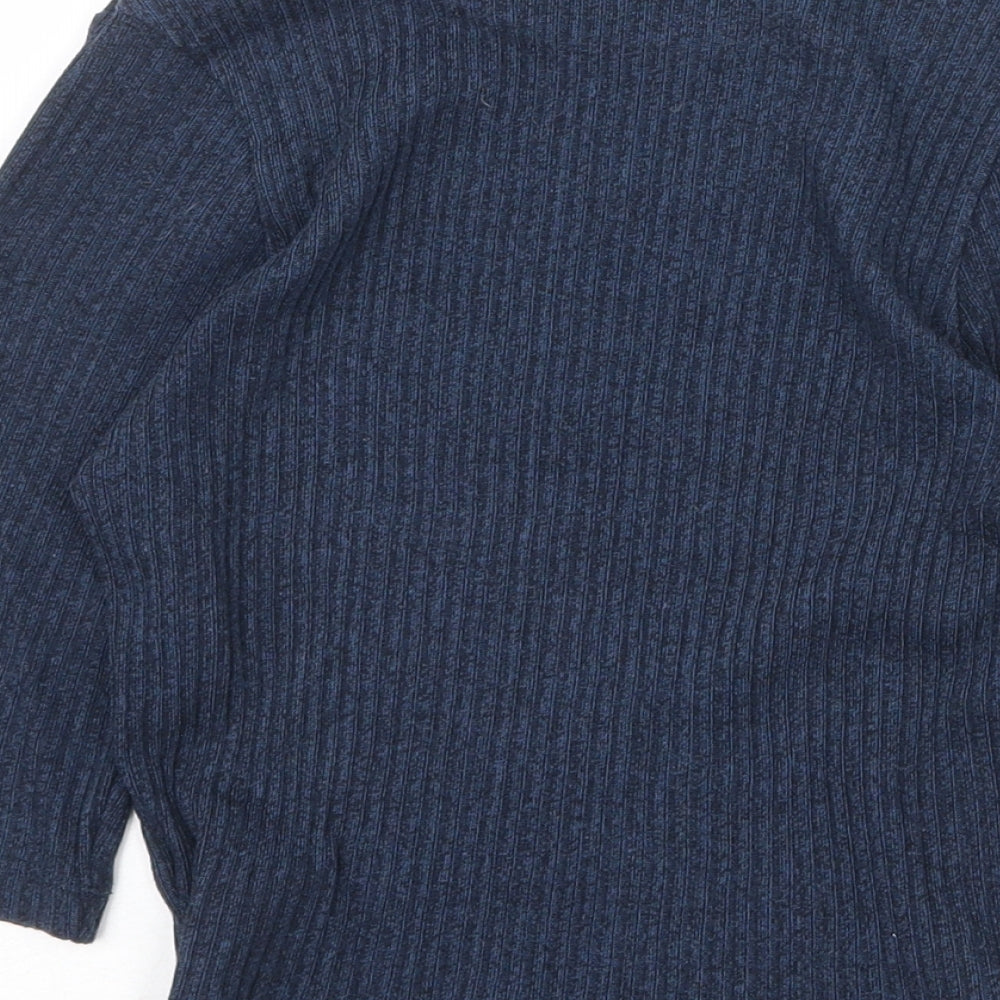 ASOS Womens Blue Round Neck Cotton Pullover Jumper Size 10 Pullover - Ribbed