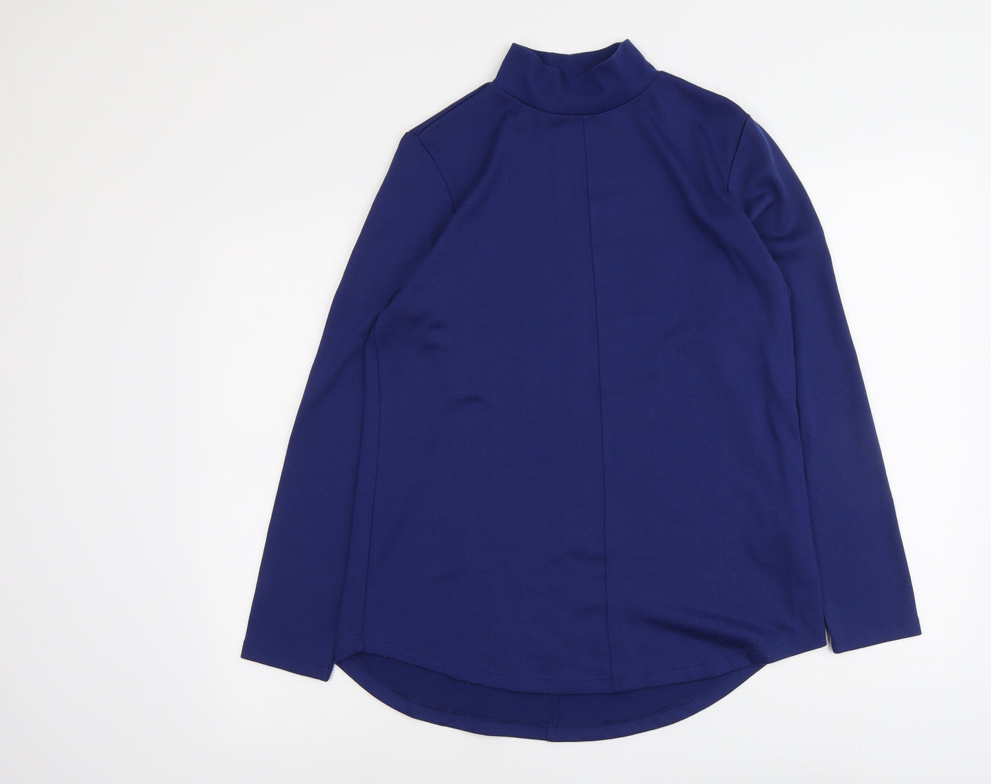 D&CO Womens Blue Polyester Basic T-Shirt Size M High Neck