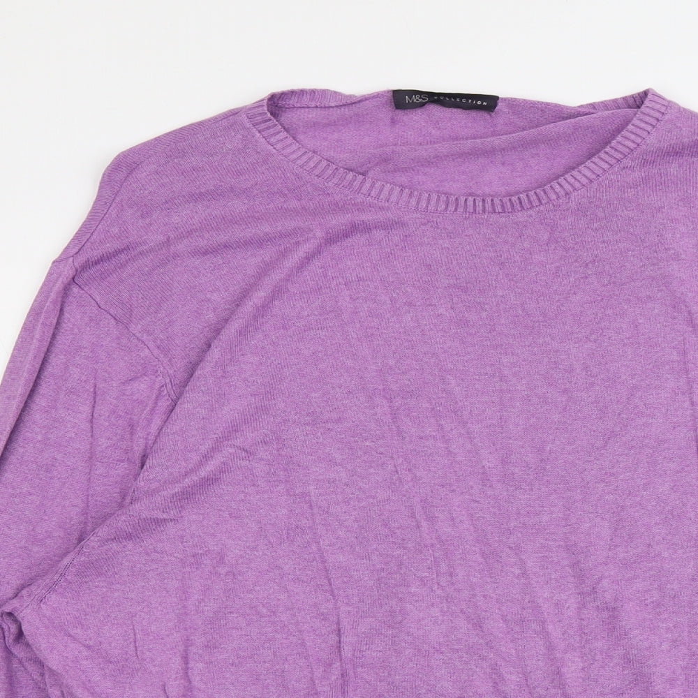 Marks and Spencer Womens Purple Round Neck Viscose Pullover Jumper Size XL