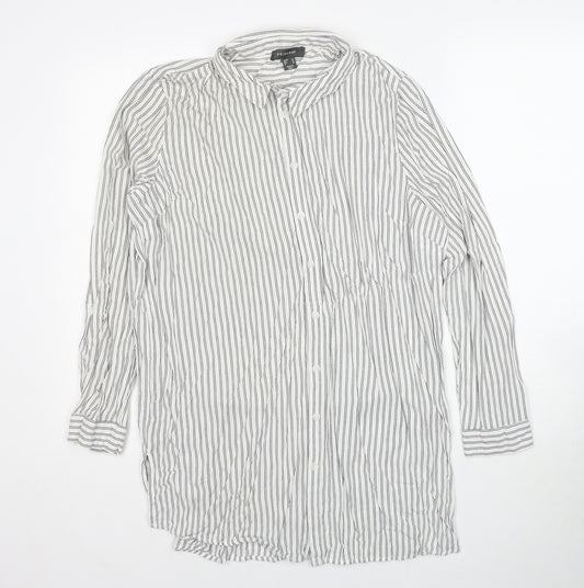 Atmosphere Womens Ivory Striped Viscose Tunic Button-Up Size 18 Collared