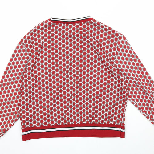H&M Womens Red Geometric Polyester Pullover Sweatshirt Size S Pullover