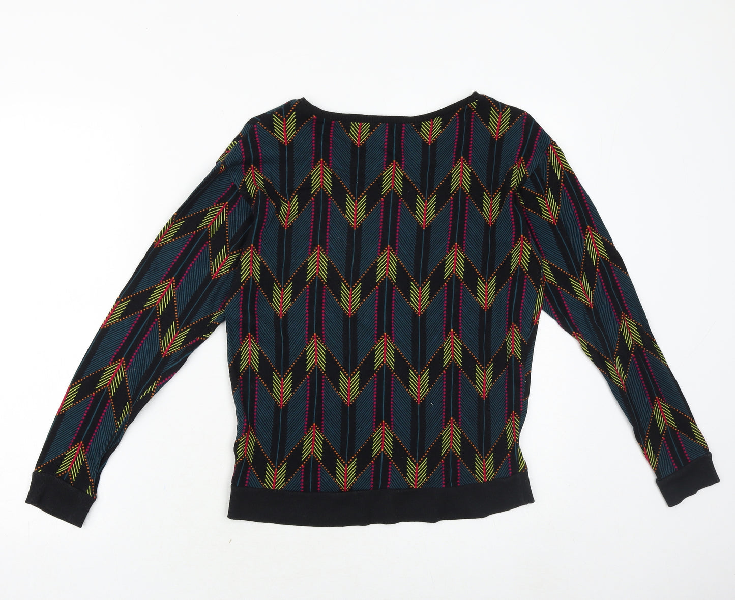 H&M Womens Multicoloured Geometric Cotton Pullover Sweatshirt Size XS Pullover