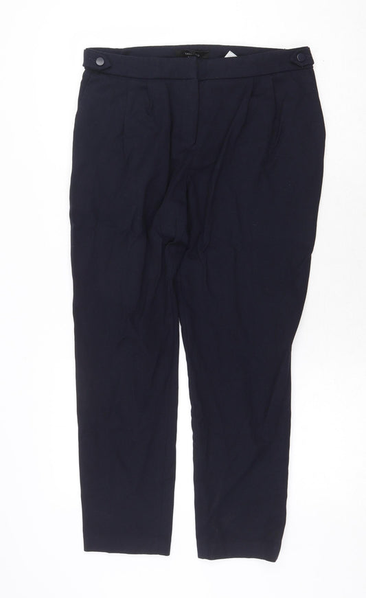 NEXT Womens Blue Polyester Trousers Size 12 Regular Zip