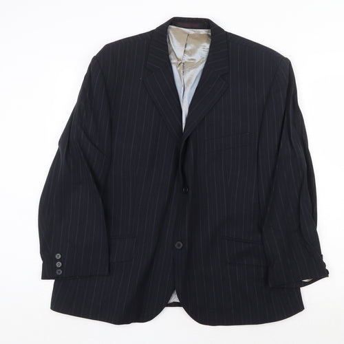 City Survival Mens Black Striped Wool Jacket Suit Jacket Size 42 Regular