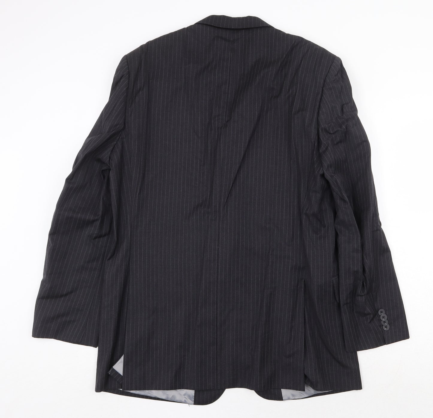 T.M.Lewin Mens Grey Striped Wool Jacket Suit Jacket Size 44 Regular