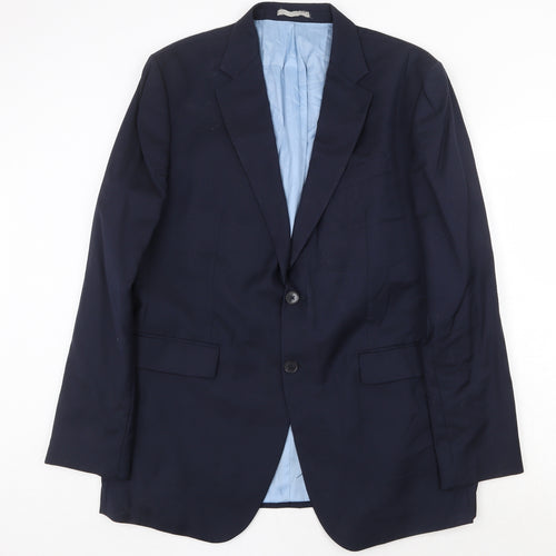 Charles Tyrwhitt Mens Blue Wool Jacket Suit Jacket Size 44 Regular
