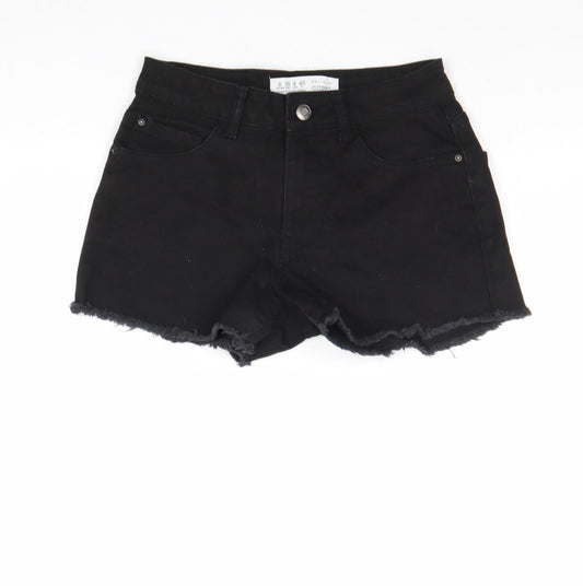Denim & Co. Womens Black Cotton Boyfriend Shorts Size 8 Regular Zip - Raw Hems
