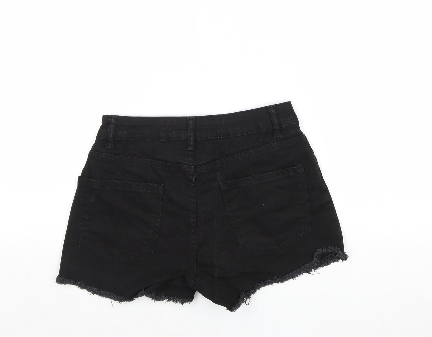 Denim & Co. Womens Black Cotton Boyfriend Shorts Size 8 Regular Zip - Raw Hems