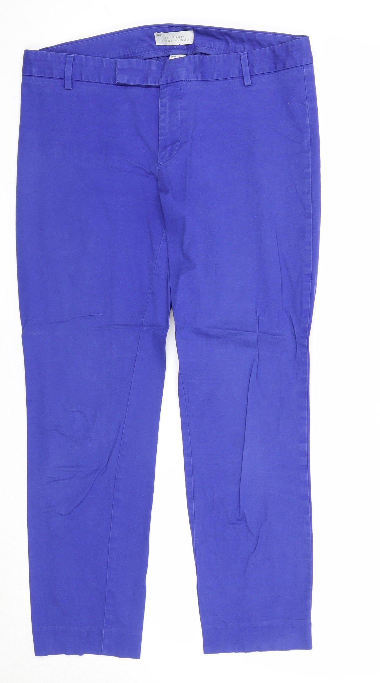 Gap Womens Blue Cotton Trousers Size 12 Slim Zip