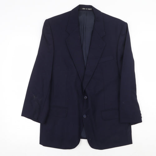 The Label Mens Blue Wool Jacket Suit Jacket Size 40 Regular