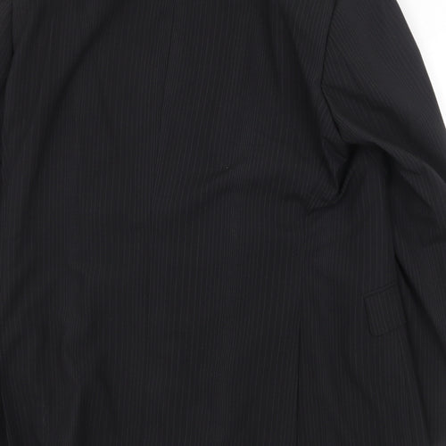 Burton Mens Black Striped Polyester Jacket Suit Jacket Size 44 Regular