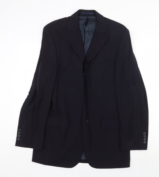 Blazer Mens Blue Wool Jacket Suit Jacket Size 38 Regular