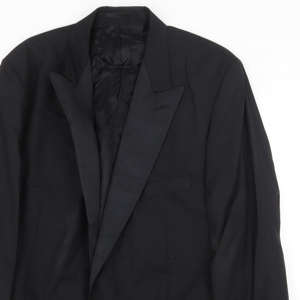 Charles Tyrwhitt Mens Black Wool Tuxedo Suit Jacket Size 48 Regular