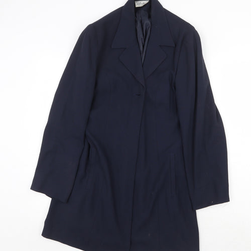 Definitions Womens Blue Overcoat Coat Size 14 Button