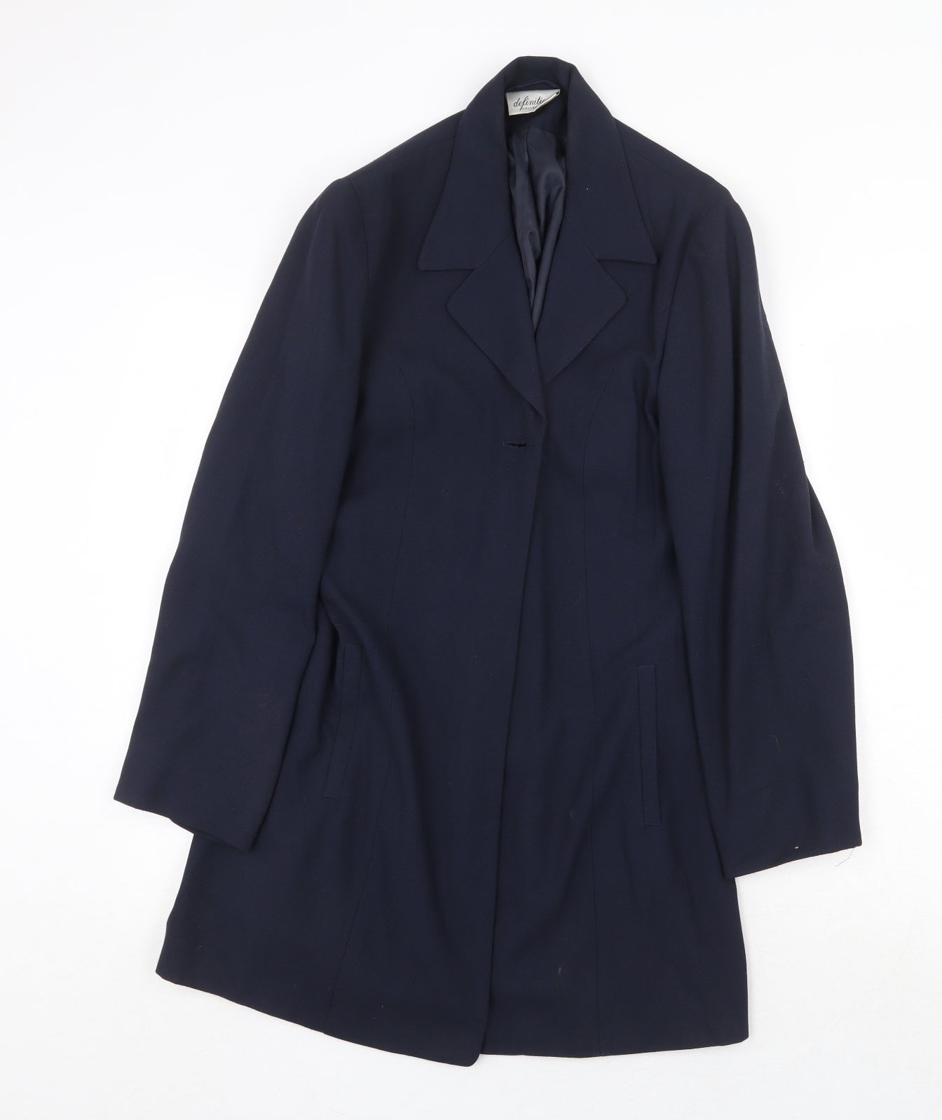 Definitions Womens Blue Overcoat Coat Size 14 Button