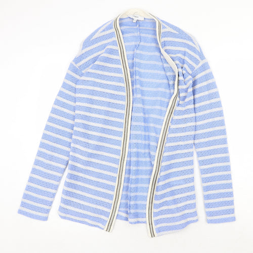 NEXT Womens Blue V-Neck Striped Cotton Cardigan Jumper Size 8