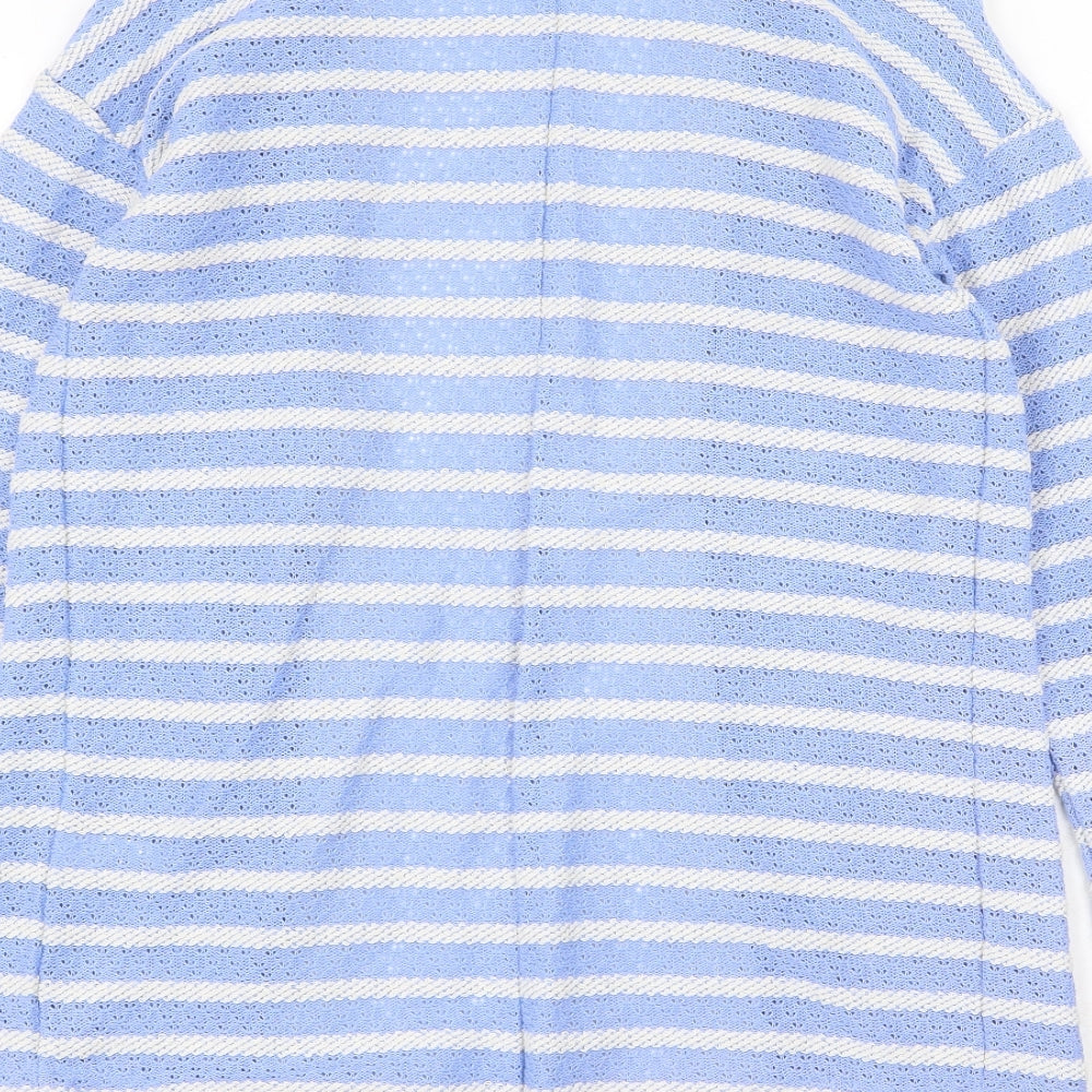 NEXT Womens Blue V-Neck Striped Cotton Cardigan Jumper Size 8