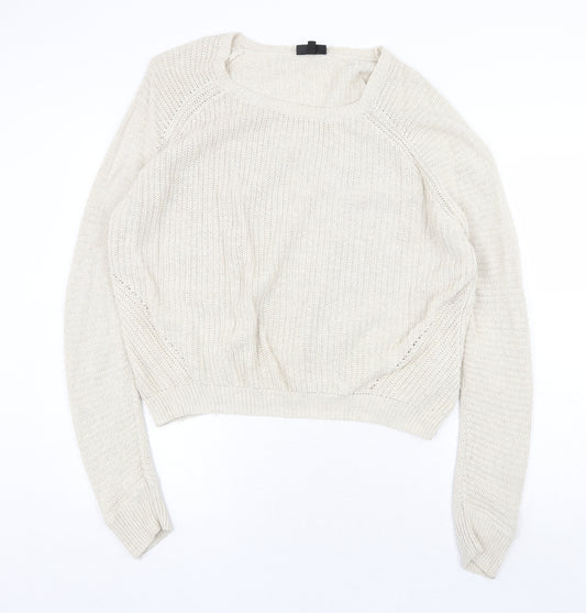 Topshop Womens Ivory Round Neck Acrylic Pullover Jumper Size 14