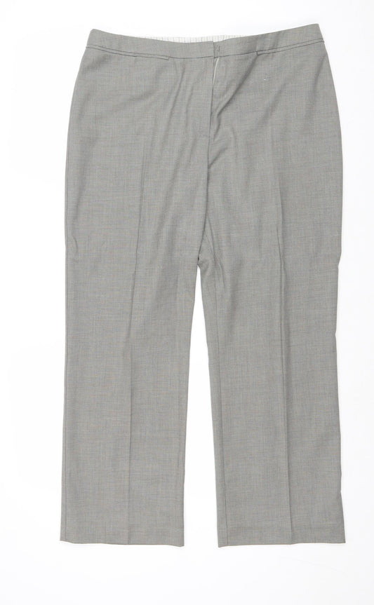 Marks and Spencer Womens Grey Polyester Trousers Size 14 Regular Zip