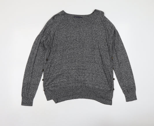 Marks and Spencer Womens Grey Boat Neck Cotton Pullover Jumper Size L