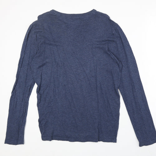 Reserved & Co Mens Blue V-Neck Polyester Pullover Jumper Size M Long Sleeve