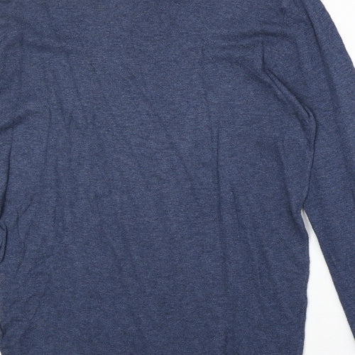 Reserved & Co Mens Blue V-Neck Polyester Pullover Jumper Size M Long Sleeve