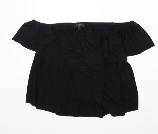 Topshop Womens Black Viscose Basic Blouse Size 16 Off the Shoulder - Ruffle