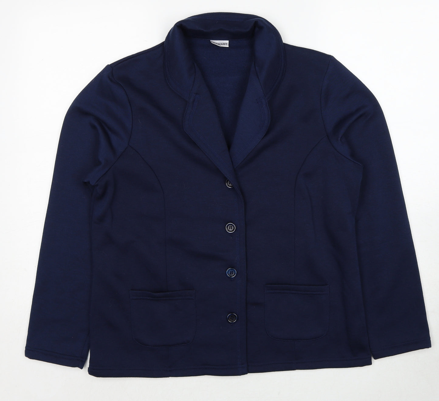 Damart Womens Blue Polyester Jacket Blazer Size 10 - Size 10-12
