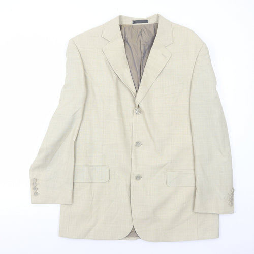 BHS Mens Beige Polyester Jacket Suit Jacket Size 40 Regular