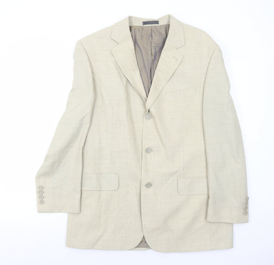 BHS Mens Beige Polyester Jacket Suit Jacket Size 40 Regular
