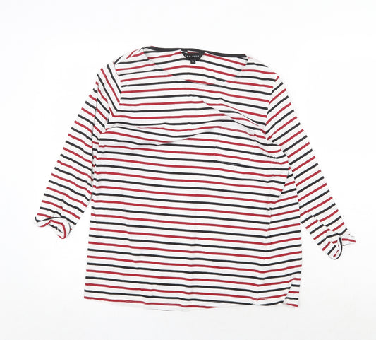 New Look Womens Multicoloured Striped 100% Cotton Basic T-Shirt Size 10 Round Neck