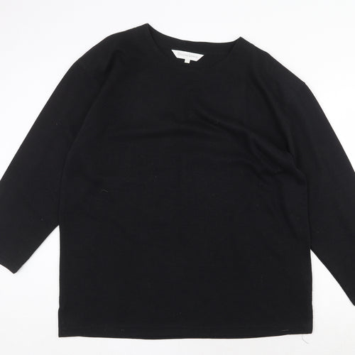 Donna Lewis Womens Black Polyester Basic T-Shirt Size 2XL Crew Neck