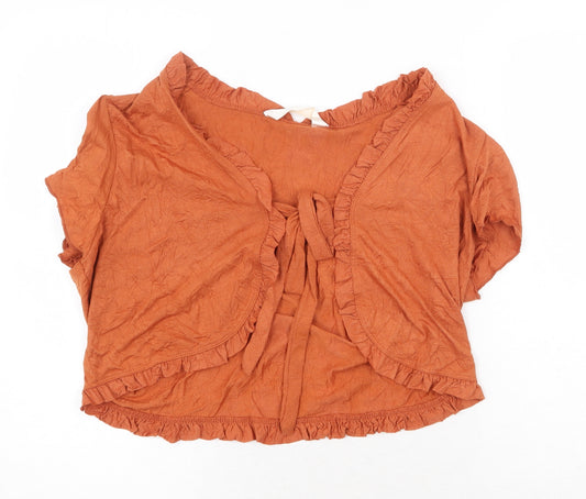 For Women Womens Orange Polyester Basic Blouse Size 18 V-Neck