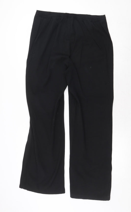 EWM Womens Black Polyester Trousers Size 12 Regular - Elastic Waist