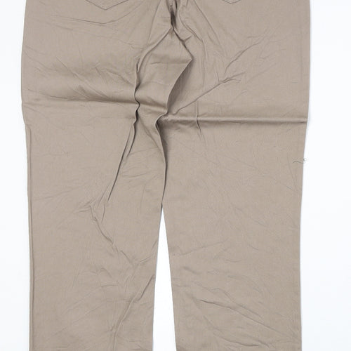 bpc Womens Beige Cotton Straight Jeans Size 16 Regular Zip