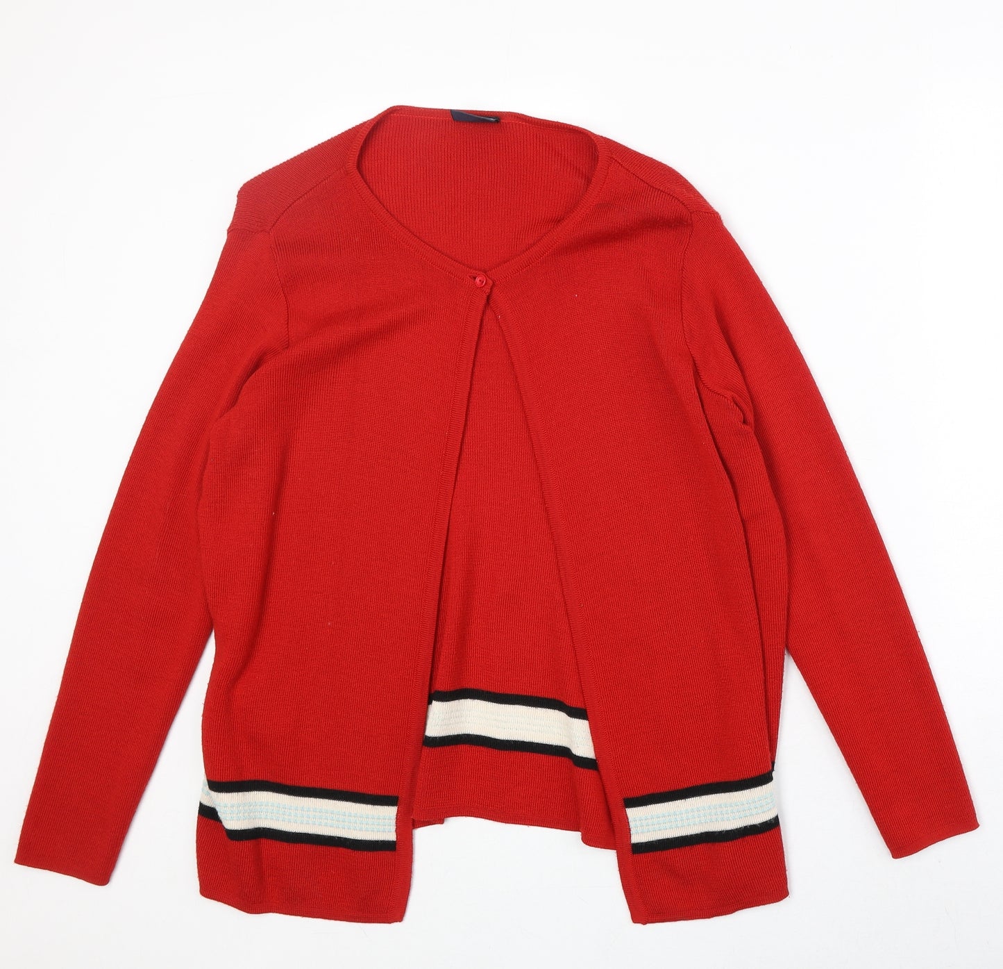 Alexon Womens Red Round Neck Wool Cardigan Jumper Size 8