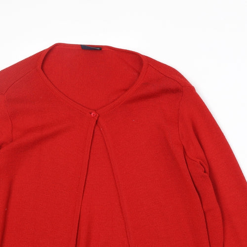 Alexon Womens Red Round Neck Wool Cardigan Jumper Size 8