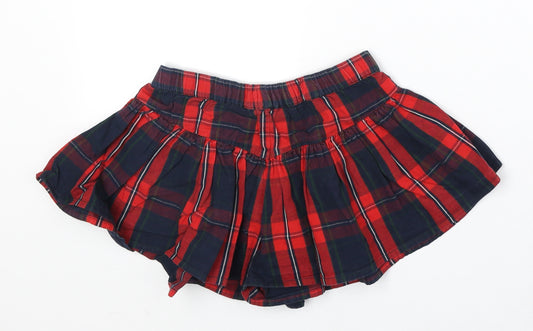 NEXT Girls Red Plaid 100% Cotton Pettiskirt Skirt Size 3 Years Regular Pull On