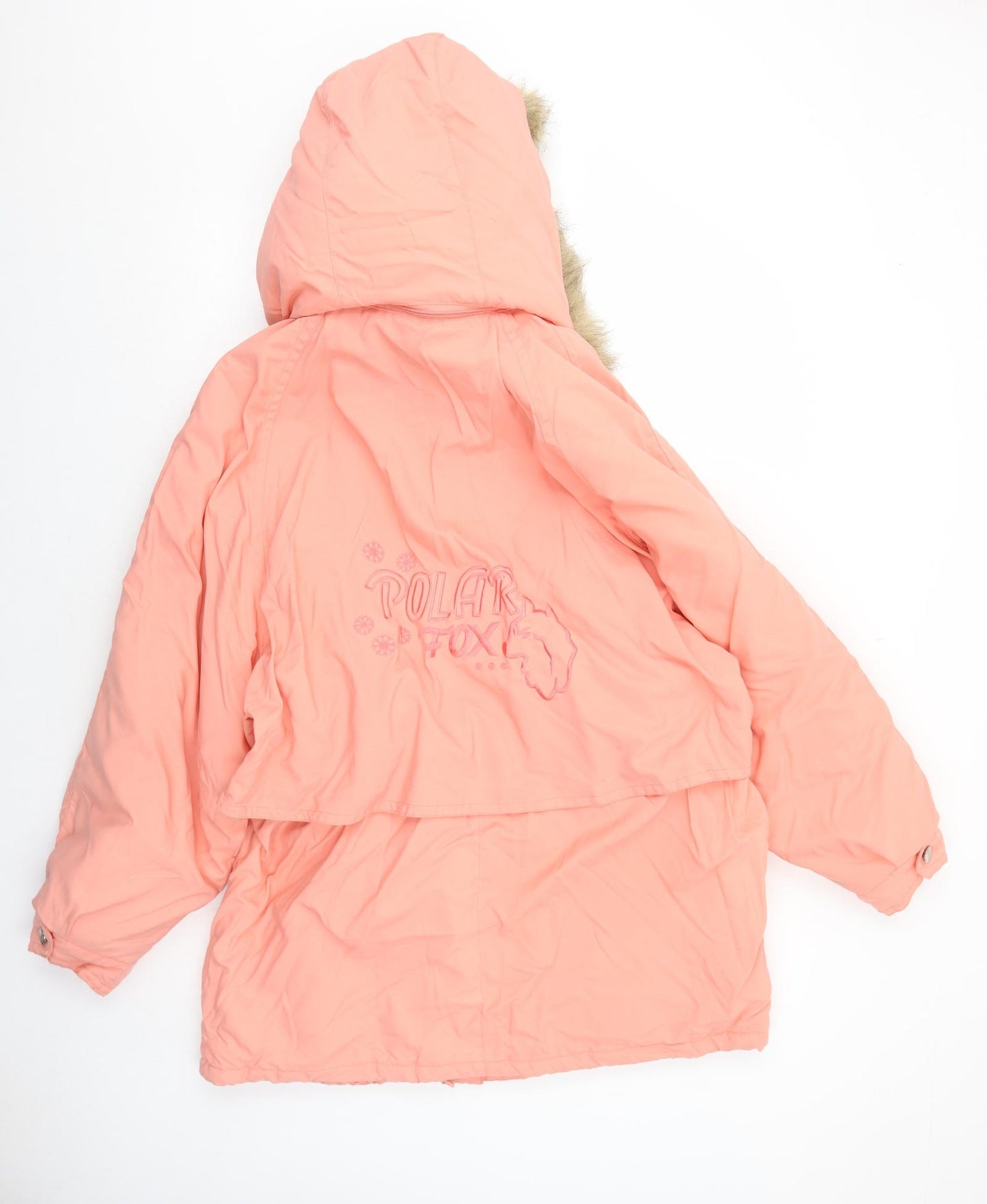 Knightsbridge Womens Pink Parka Coat Size L Zip - Fuax Fur Trim