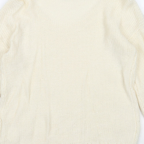 Yessica Womens Ivory Round Neck Acrylic Pullover Jumper Size S