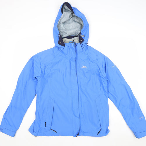 Tresspass Womens Blue Windbreaker Jacket Size L Zip - Logo Hooded