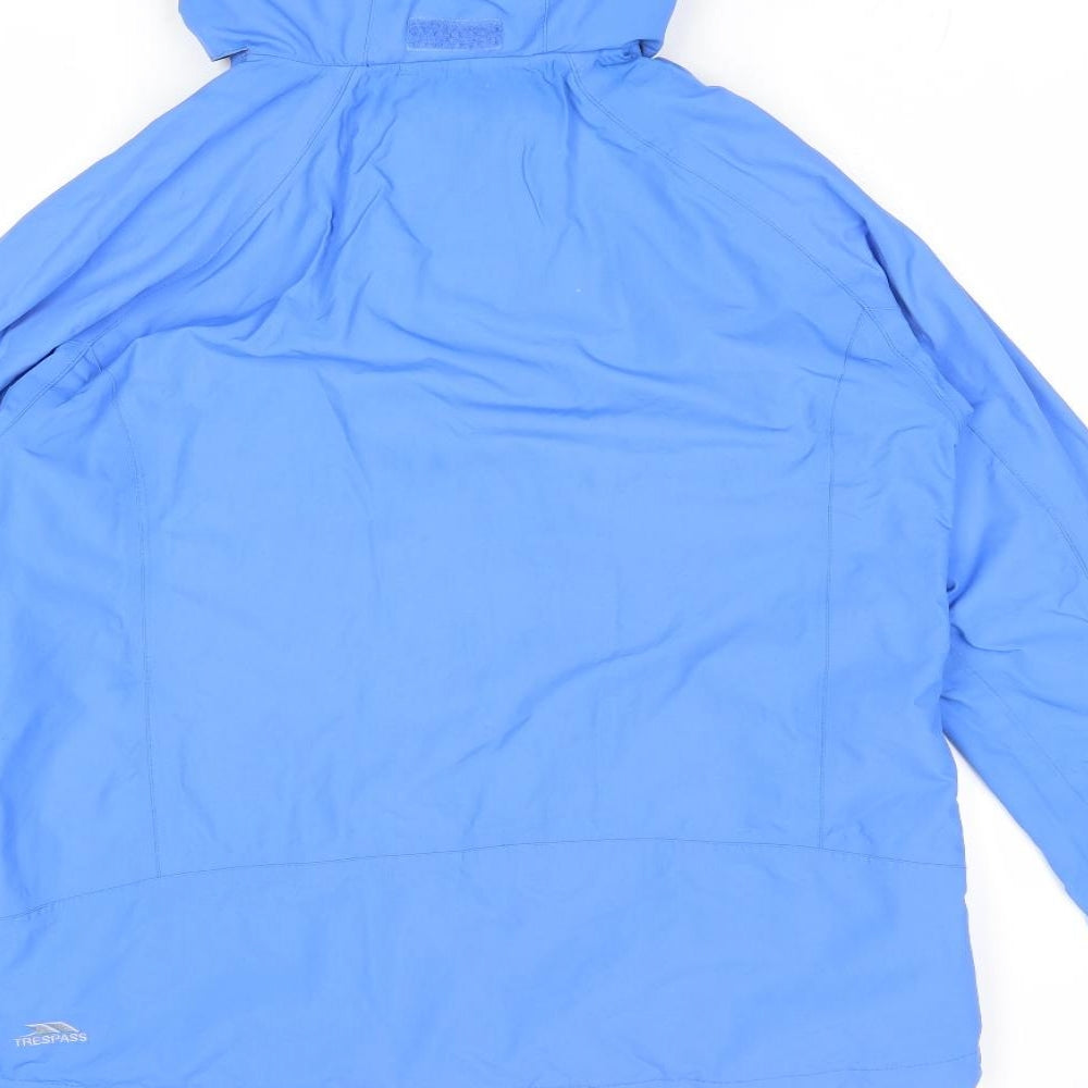 Tresspass Womens Blue Windbreaker Jacket Size L Zip - Logo Hooded