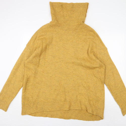New Look Womens Yellow Roll Neck Acrylic Pullover Jumper Size L