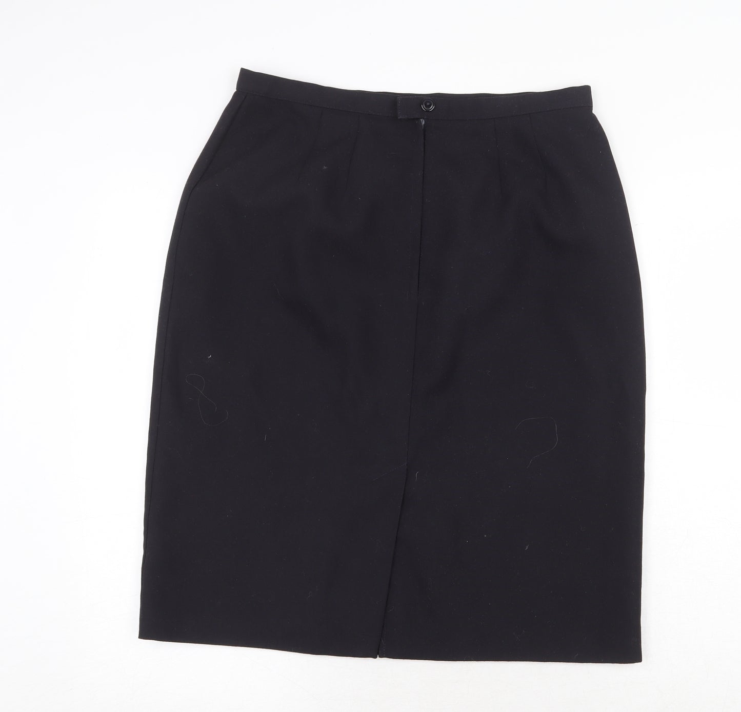 Marks and Spencer Womens Black Polyester A-Line Skirt Size 16 Regular Zip