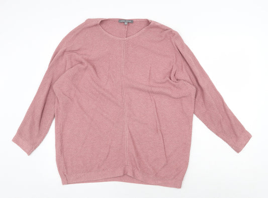 Laura Ashley Womens Pink Round Neck Cotton Pullover Jumper Size 14