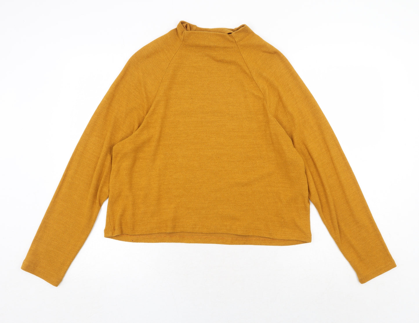 H&M Womens Yellow Viscose Basic T-Shirt Size S High Neck